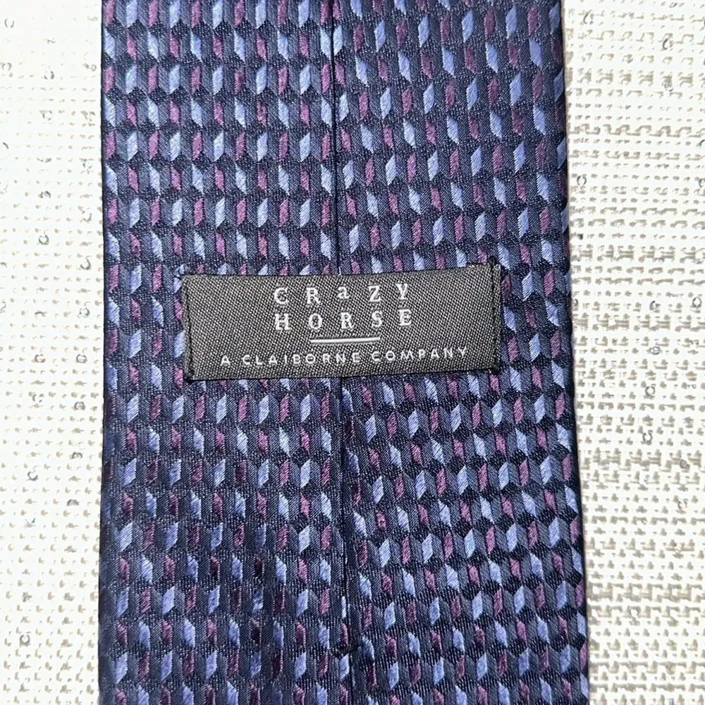 Crazy Horse Navy Light Blue Purple Woven Silk Tie